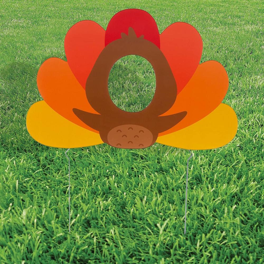 imageFun Express 24quot x 16quot Thanksgiving Turkey Face Yard Sign  Waterproof Decorative Garden Stake for Fall Thanksgiving Home Garden Lawn and Patio Dcor