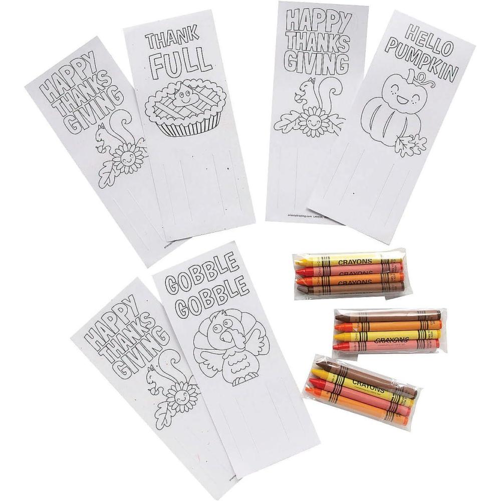 imageFun Express Color Your Own Thanksgiving Placeholder with Crayons  24 Pc