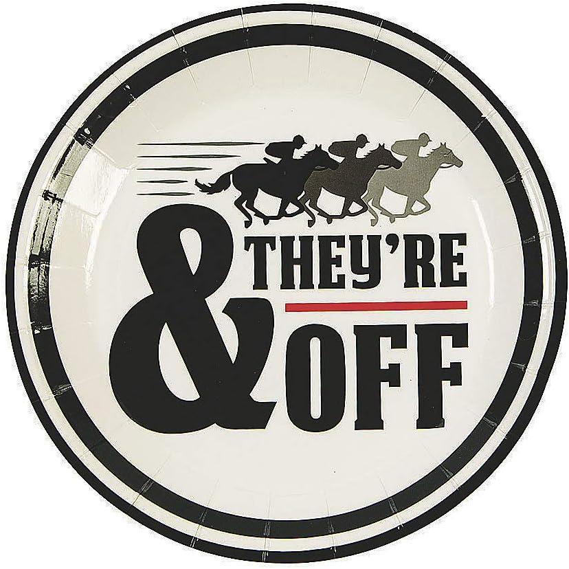 imageFun Express Derby Party ampamp Theyre Off Racehorse Paper Dessert Plates  Dessert Plate for Birthday Wedding Graduation ampamp Thanksgiving Parties and Festivities Party Supplies  8 Pieces