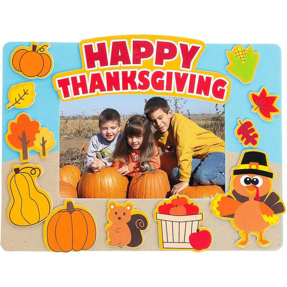 imageFun Express Happy Thanksgiving Picture Foam Frames with Magnet  Fun Craft Kits Kids Ideal for DIY Holiday Projects Family Fun ampamp Personalized Decorations  Perfect for Gifts ampamp Keepsakes  12 Pieces