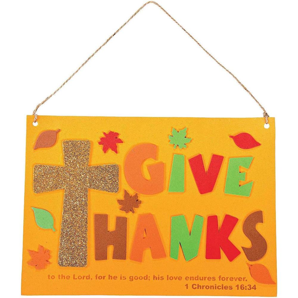 imageFun Express Inspirational Give Thanks Sign Craft Kit  Makes 12  Thanksgiving Crafts for Kids