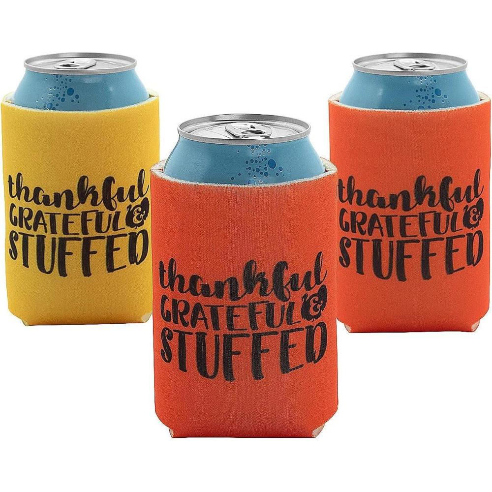 imageFun Express Thankful Grateful ampamp Stuffed Can Sleeve  Thanksgiving Party and Drinking Supplies  12 Pieces