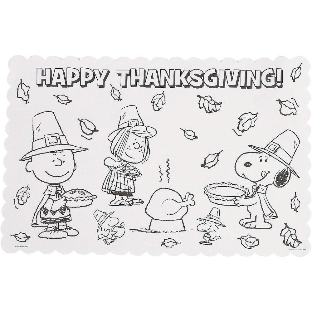 imageFun Express Thanksgiving Placemats for Kids  Peanuts Charlie Brown ampamp Snoopy Coloring Paper Place Mats Disposable  12 Pack Thanksgiving Crafts Activities for Childrens Holiday Party Table Settings