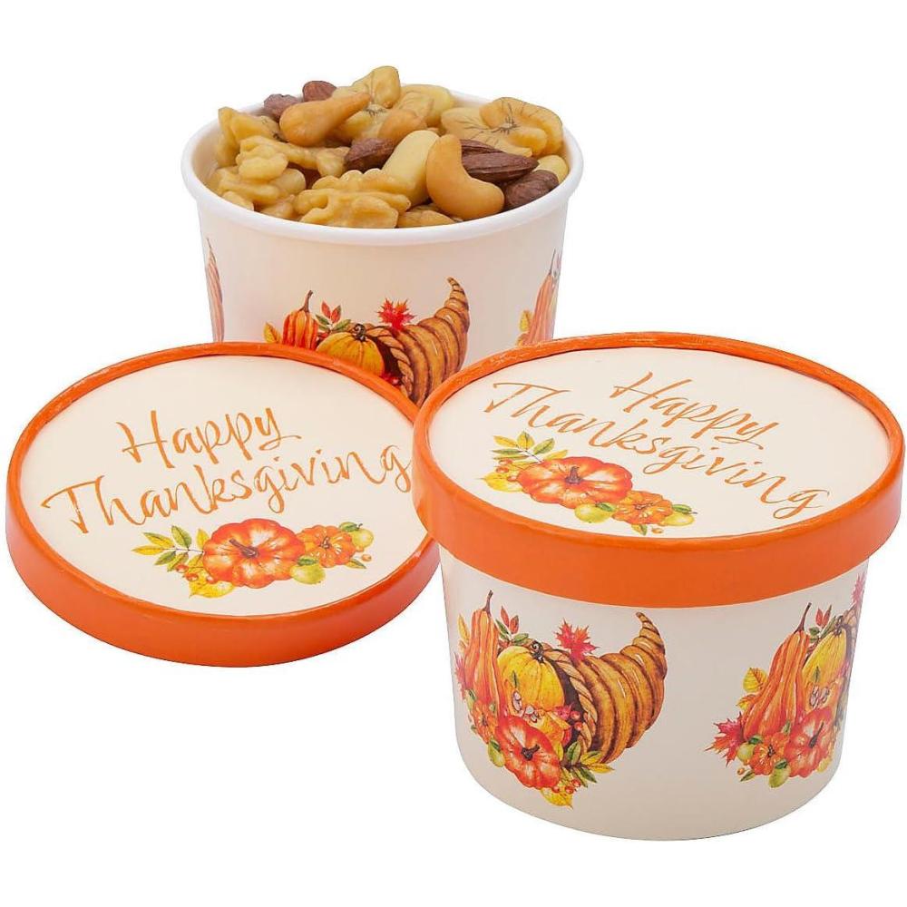 imageFun Express Thanksgiving Snack Bowls with Lids  12 Pc