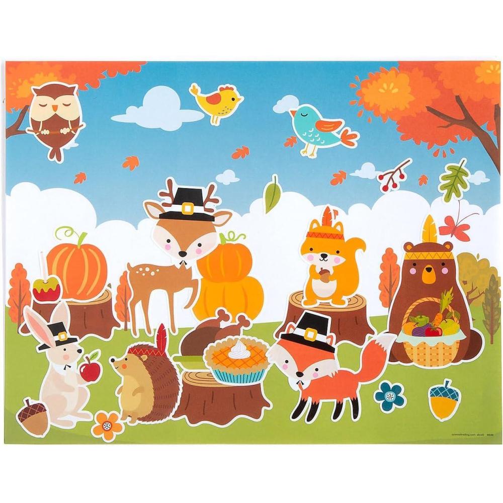 imageFun Express Thanksgiving Woodland Animal Sticker Scenes  12 Pc