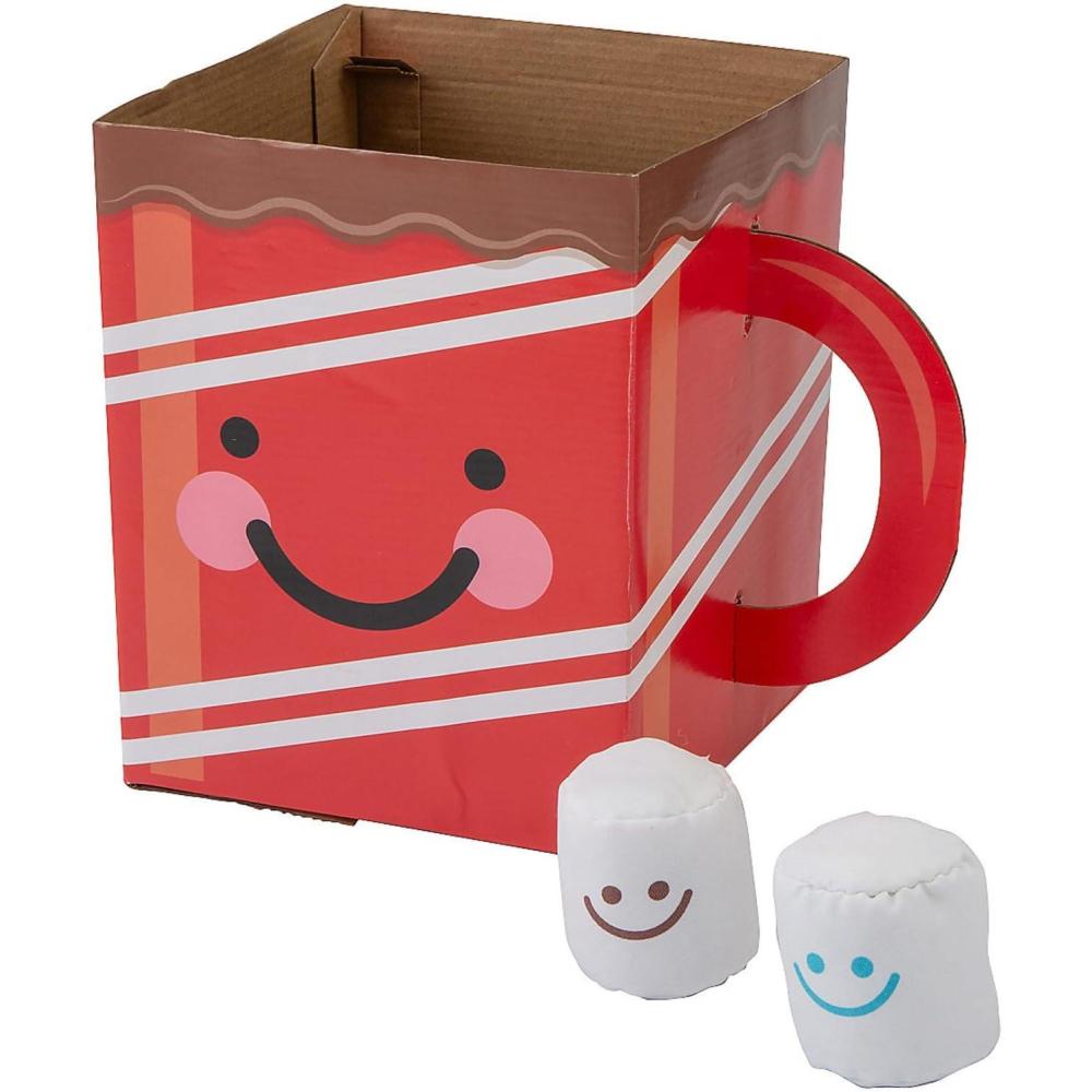 imageHoliday Hot Chocolate Toss Game Set for Kids  8 Pieces Brown Mug Design with MarshmallowShaped Bean Bags Perfect Fun Christmas Party Activity ampamp Indoor Holiday GameToss Game