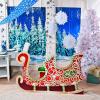 Fun Express Cardboard Santa Sleigh Stand Up Christmas Decorations – Life Size 5 Feet Long Photo Booth Props for Indoor Holiday Party Supplies | Giant Christmas Decor for Home Photography