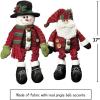 Fun Express Christmas Decorations Indoor – Dangle Leg Santa and Snowman Shelf Sitters with Dangling Legs | Whimsical Christmas Decor for Home, Office & Mantel | Traditional Fabric Holiday Figurines