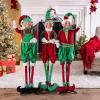 Fun Express Christmas Standing Elves Set of 3 – Premium 3ft Tall Holiday Figurines for Indoor Decorations | Perfect for Office, Home & Party Photo Booth Props | Festive Red & Green Design