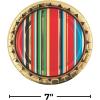 Fun Express Gold Foil Viva Fiesta Paper Dessert Plates – Disposable Print Tableware Dessert Plates & Bowls for Thanksgiving Parties, and Festivities Graduation Party Supplies Cinco De Mayo – 8 Pieces
