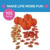 Fun Express Pumpkin Honeycomb & Fall Leaves Centerpieces for Tables – 6” x 7.5” Fall Decor – Perfect for Autumn Parties & Thanksgiving Celebrations – 105 Pieces