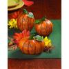 Fun Express Resin Thanksgiving Pumpkin Set (3 Pieces) Carved with Be Joyful, Be Thankful and Give Thanks