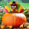 13 1/4″ x 7 3/4″ Thanksgiving Pilgrim Turkey Pumpkin Poke-In