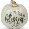 Fun Express Blessed Pumpkin Tabletop Decoration – Fall Harvest Home Decor for Thanksgiving & Seasonal Celebrations – Perfect Autumn Accent for Tables Mantels & Centerpieces – 1 Piece