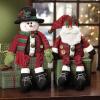 Fun Express Christmas Decorations Indoor – Dangle Leg Santa and Snowman Shelf Sitters with Dangling Legs | Whimsical Christmas Decor for Home, Office & Mantel | Traditional Fabric Holiday Figurines