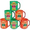 Fun Express Christmas Mugs Set of 12 – Plastic Gingerbread Man Holiday Mugs for Kids | 8oz Christmas Party Cups | Perfect Stocking Stuffers & Winter Party Favors | Orange & Green Assorted