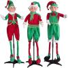 Fun Express Christmas Standing Elves Set of 3 – Premium 3ft Tall Holiday Figurines for Indoor Decorations | Perfect for Office, Home & Party Photo Booth Props | Festive Red & Green Design