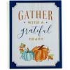 Rustic Gather with a Grateful Heart Fall Sign – Charming Wooden Home Decor with Corrugated Metal Pumpkin – Perfect for Hearth Room Kitchen or as a Thoughtful Thanksgiving Hostess Gift – 1 Piece