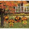 Tumbling Thanksgiving Turkeys Yard Sign Set – 4 Piece Set – Outdoor Yard Decor