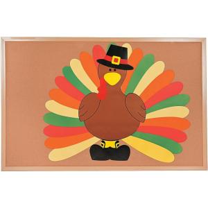 Fun Express DIY Turkey Bulletin Board Set – 26 Piece Thanksgiving Classroom Decorations for Fall – 3 Feet Tall Interactive Display with Customizable Feathers | Perfect for Preschool