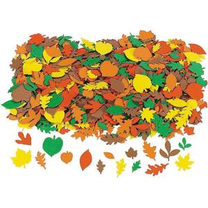 Fun Express Fabulous Foam Fall Adhesive Leaf Shapes – Bulk Set of 500 – DIY Crafts for Kids
