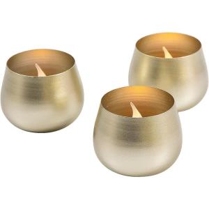 Fun Express Gold Metal Votive Candle Holders – Candle Holders for Table Centerpieces – Halloween, Christmas & Thanksgiving Decorations Indoor – 12 Pieces