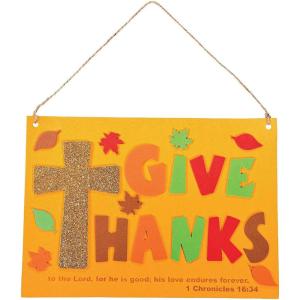 Fun Express Inspirational Give Thanks Sign Craft Kit – Makes 12 – Thanksgiving Crafts for Kids