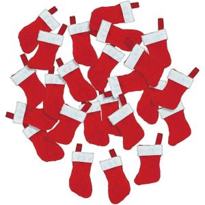 Fun Express Mini Christmas Stockings – Holiday Craft Supplies for Kids – DIY Projects Gift Tags Ornaments Fun Home Activities – Perfect for Holiday Parties & Stocking Stuffers – Red & Green 24 Pieces