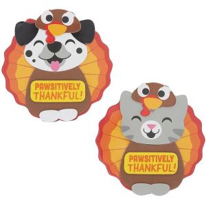 Fun Express Pawsitively Thankful Silly Animals as Turkeys Magnet Craft Kit – Makes 12