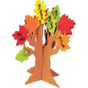 Fun Express Standing Tree of Thanks Craft Kit Makes 12 – Thanksgiving DIY Fall Crafts for Kids Ages 3-5, 4-8 | Gratitude Tree Foam Art Projects for Classroom Activities & Holiday Decorations