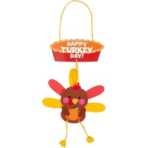Fun Express Thanksgiving Happy Turkey Day Mobile Craft Kit – Makes 12