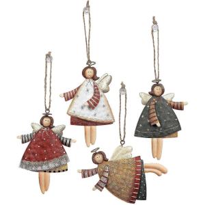 Heavenly 4″ Painted Metal Angel Ornaments – Set of 12 for Christmas Tree Decoration and Holiday Crafts & Gift Tags