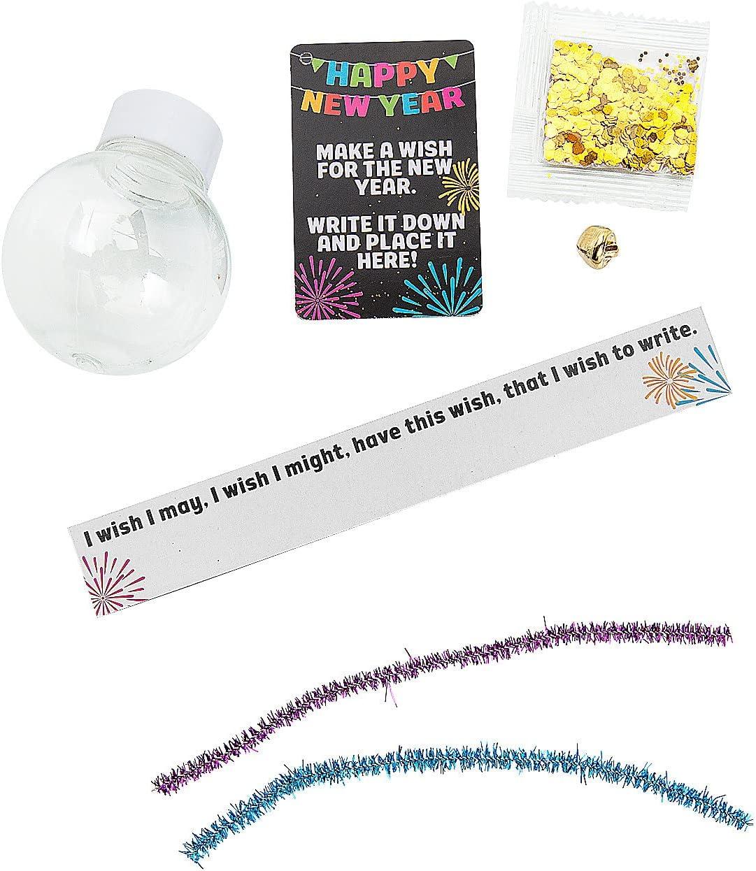 imageFun Express Clear Plastic Ornaments for Crafts  12 Fillable Ball Ornaments Kit with New Years Eve Wishing Papers  DIY Clear Ornament Balls for Holiday Decorations ampamp Party Activities