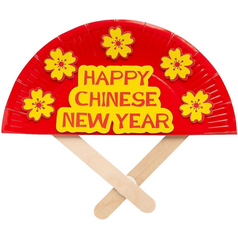 imageFun Express 2025 Happy Chinese New Year Fan Paper Plate Craft Kit  Makes 12