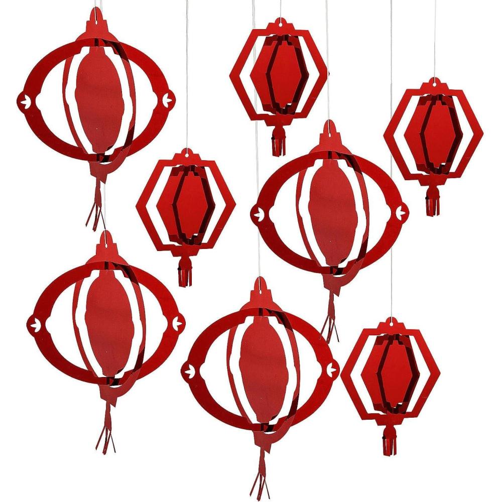 imageFun Express 7 12quot  11quot 3D Lunar New Year Hanging Lantern Decorations  8 Pieces