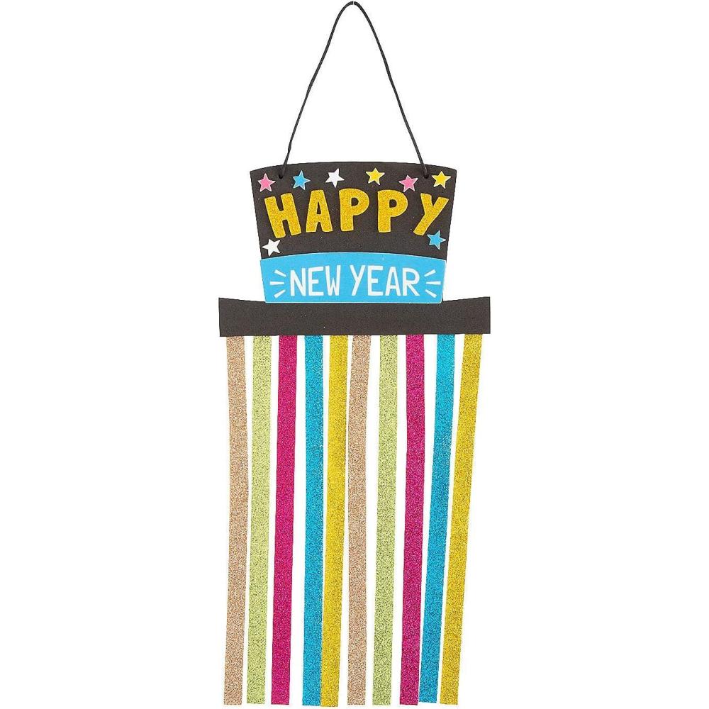 imageFun Express New Years Glitter Hanging Sign Craft Kit  Makes 12