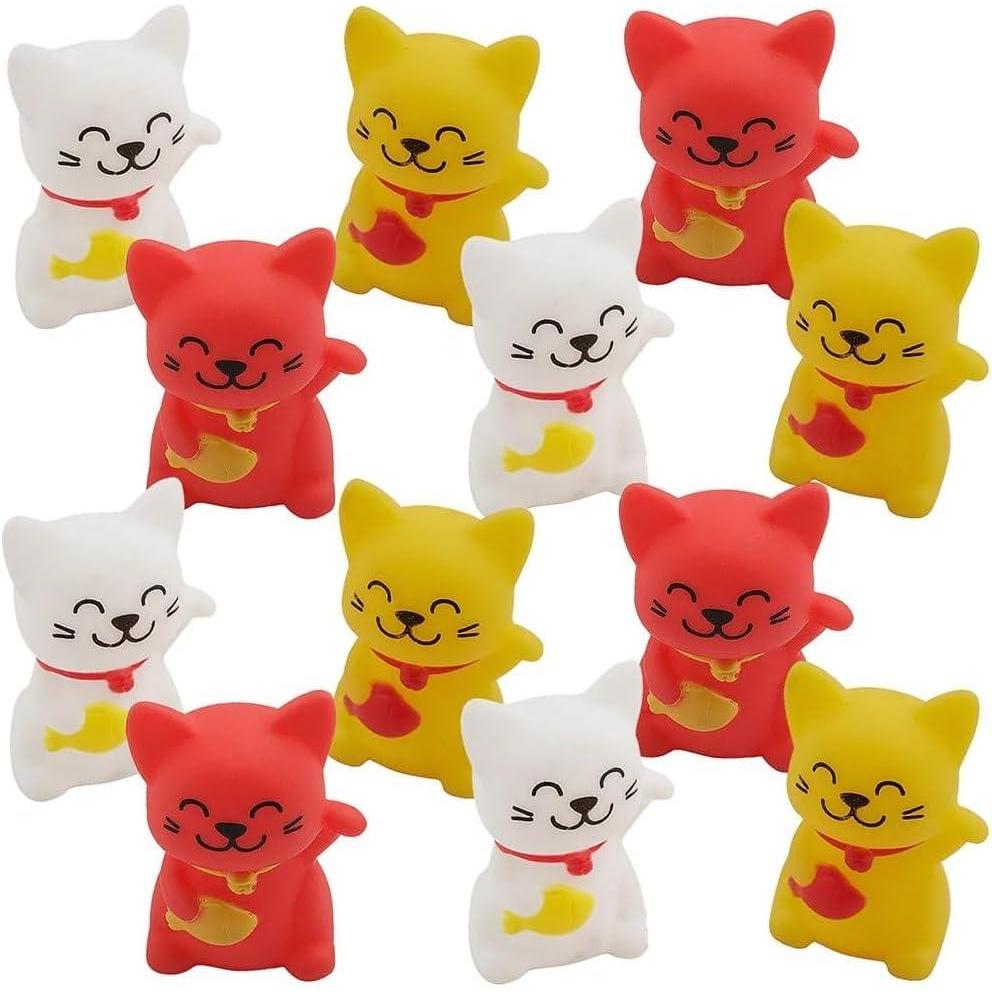 imageFun Express Red Gold ampamp White Mini Lucky Cat Characters Pack of 12  Cute Vinyl Figures  Perfect Party Favors or Home Decor for New Year Celebrations