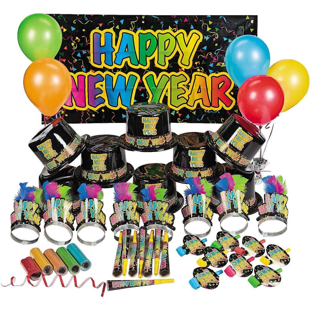 imageGlow in the Dark New Years Eve Party Supplies for 25 76 pieces total