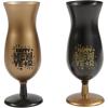 Fun Express 14 oz. Happy New Year Gold & Black Plastic Hurricane Glasses – 12 Count