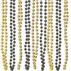Fun Express Black And Gold Beaded Necklaces for Mardi Gras (set of 48) New Years Party Supplies