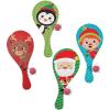 Fun Express Holiday Paddleball Games – Classic Wooden Paddle Ball Toy for Christmas Winter Parties Stocking Stuffers Fun Holiday Gifts – Ideal for Family Entertainment Kids and Adults – 12 Pieces