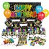 Glow in the Dark New Year’s Eve Party Supplies for 25 (76 pieces total)