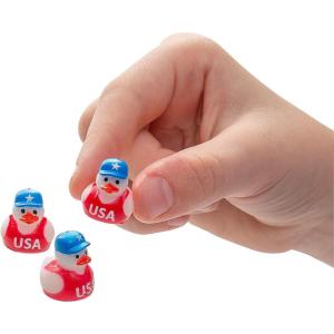Fun Express 1/2″ Micro Patriotic Red, White and Blue Rubber Ducks – 24 Pieces