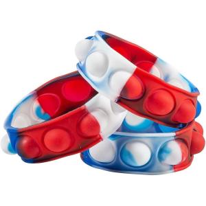 Fun Express 7 1/2″ Patriotic Lotsa Pops Pop Fidget Toy Bracelets – 12 Pc.