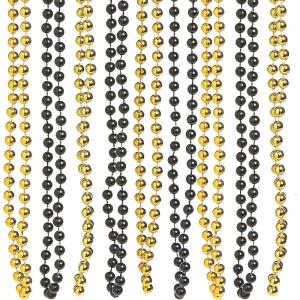 Fun Express Black And Gold Beaded Necklaces for Mardi Gras (set of 48) New Years Party Supplies