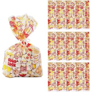 Fun Express Festive Chinese New Year Red & Yellow Cellophane Favor Bags – 5″ x 11.5″ (Pack of 12) – Perfect for Chinese New Year, Lunar New Year Parties & More