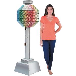 Fun Express New Years Eve Party Decorations Ball Drop Cardboard Cutout Life Size Stand Up – 6 Ft Times Square NYE Backdrop Photo Booth Props for Countdown Celebration | Gold Multicolor 3D Design