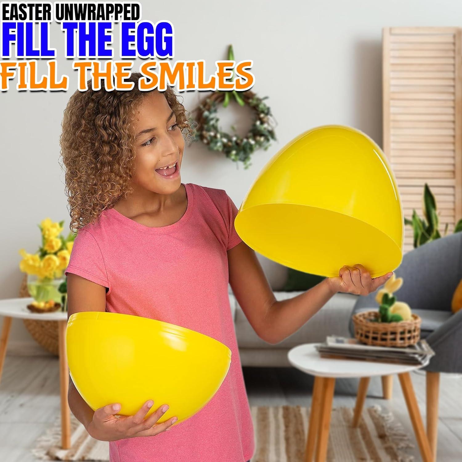 imageFun Express 14 inch Fillable Yellow Plastic Easter Eggs 6 Pieces Yellow