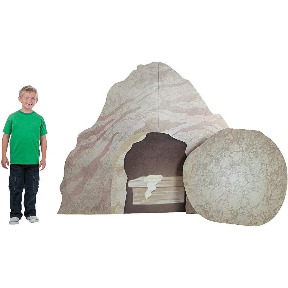imageFun Express Easter Empty Tomb Display with Rock Roll Away Cardboard Stand Up  Religious Resurrection Scene Set for Church Decorations Sunday School ampamp Christian Holiday Celebrations  3Piece Props