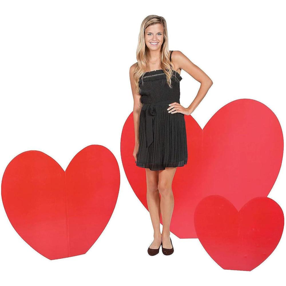 imageFun Express Valentines Day Photo Booth Props  Large Heart Cardboard Stand Ups Set of 3 Sizes 24quot 36quot 46quot  Premium Party Decorations ampamp Backdrop for Professional Photography ampamp Events